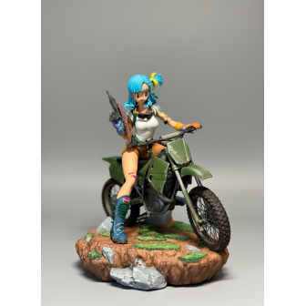 Figura 3D de Bulma en motocicleta creada por Lucas Pérez, inspirada en Dragon Ball.